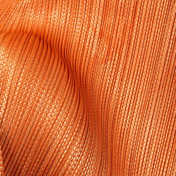 Pleats Please Issey Miyake Orange Metallic-Pattern Sleeveless Maxi Dress - Picture 6 of 8